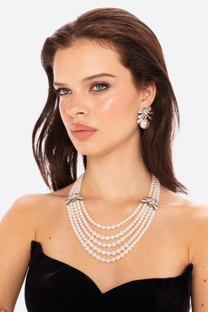 Nana Jacqueline Maxine Necklace: White Pearl Necklace for Bridal Shower White