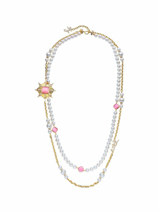 Nana Jacqueline Anika Pearl Necklace: Pink Pearl Necklace for Bridal Shower Pink