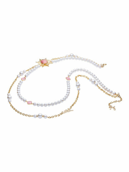 Nana Jacqueline Anika Pearl Necklace: Pink Pearl Necklace for Bridal Shower Pink