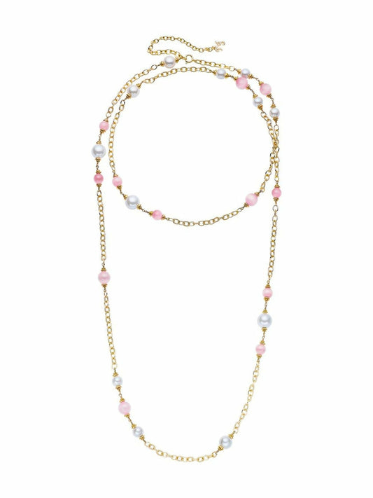 Nana Jacqueline Isabella Pearl Necklace: Pink Necklace for Bridal Shower Pink
