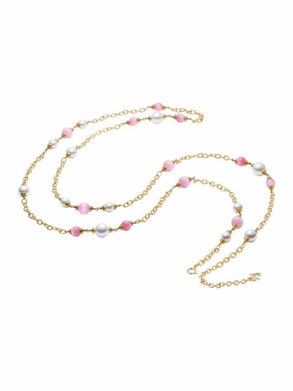 Nana Jacqueline Isabella Pearl Necklace: Pink Necklace for Bridal Shower Pink