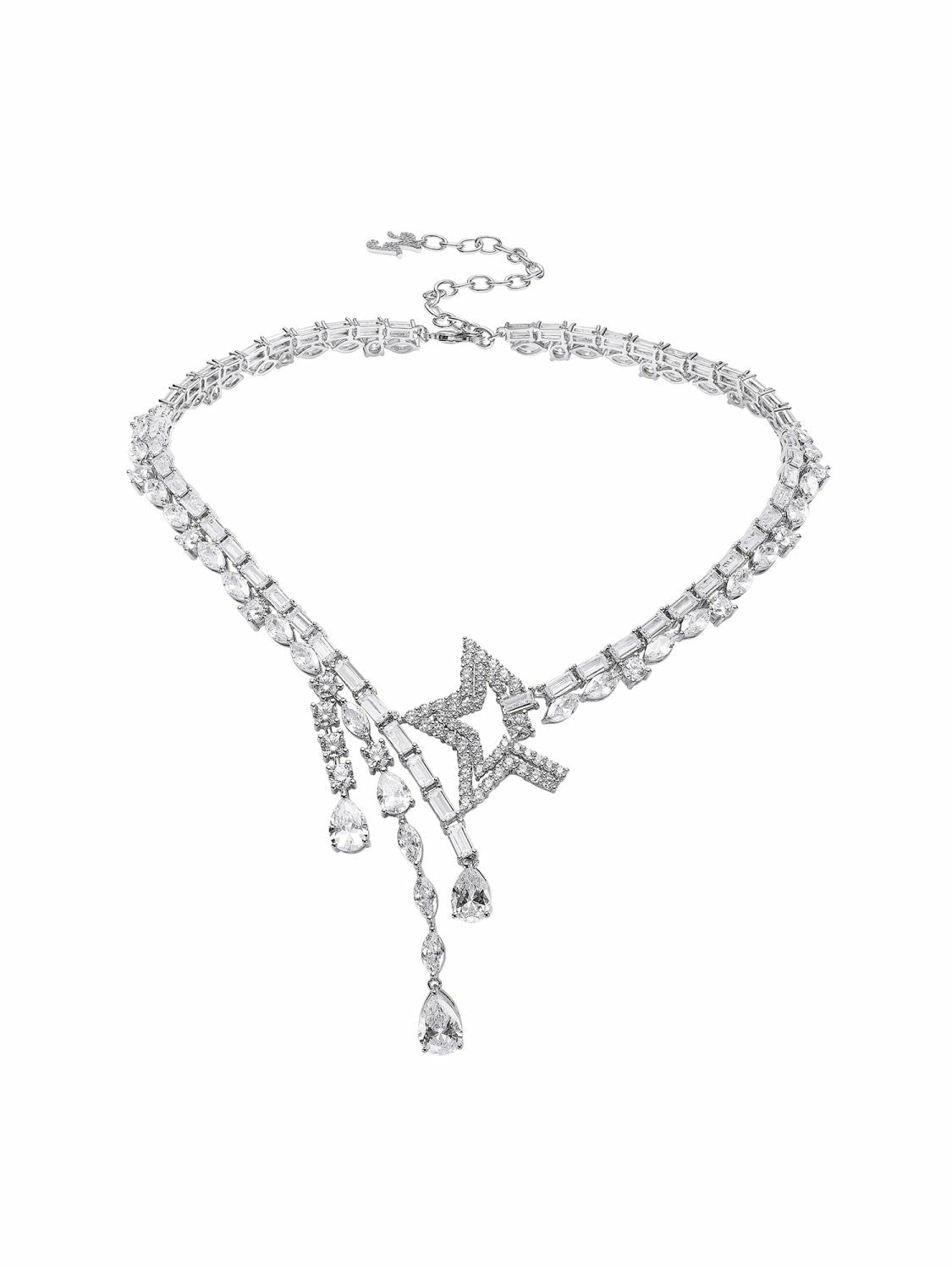Nana Jacqueline Ella Necklace: Silver Necklace for Cocktail Party White