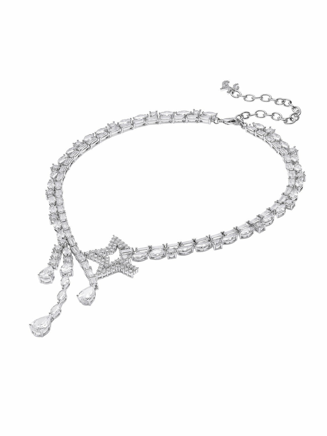 Nana Jacqueline Ella Necklace: Silver Necklace for Cocktail Party White