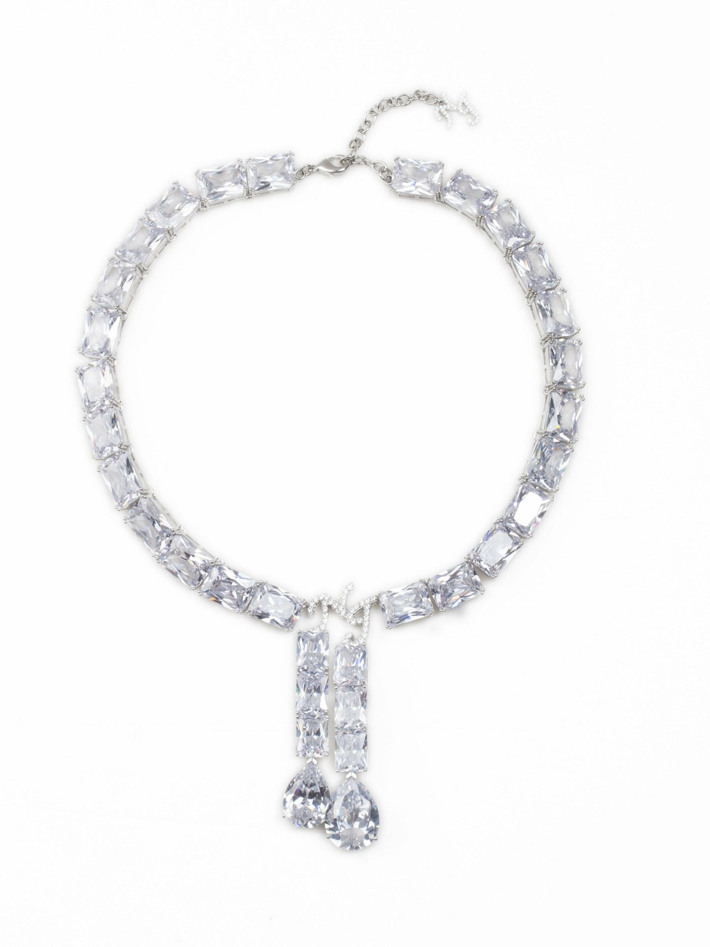 Nana Jacqueline Clara Drop Choker Necklace: Silver Choker for Wedding After-Party White