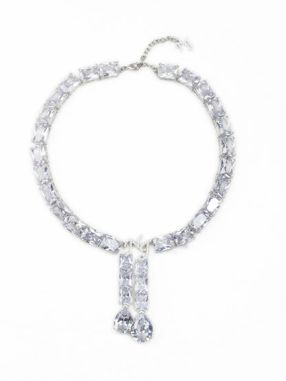 Nana Jacqueline Clara Drop Choker Necklace: Silver Choker for Wedding After-Party White
