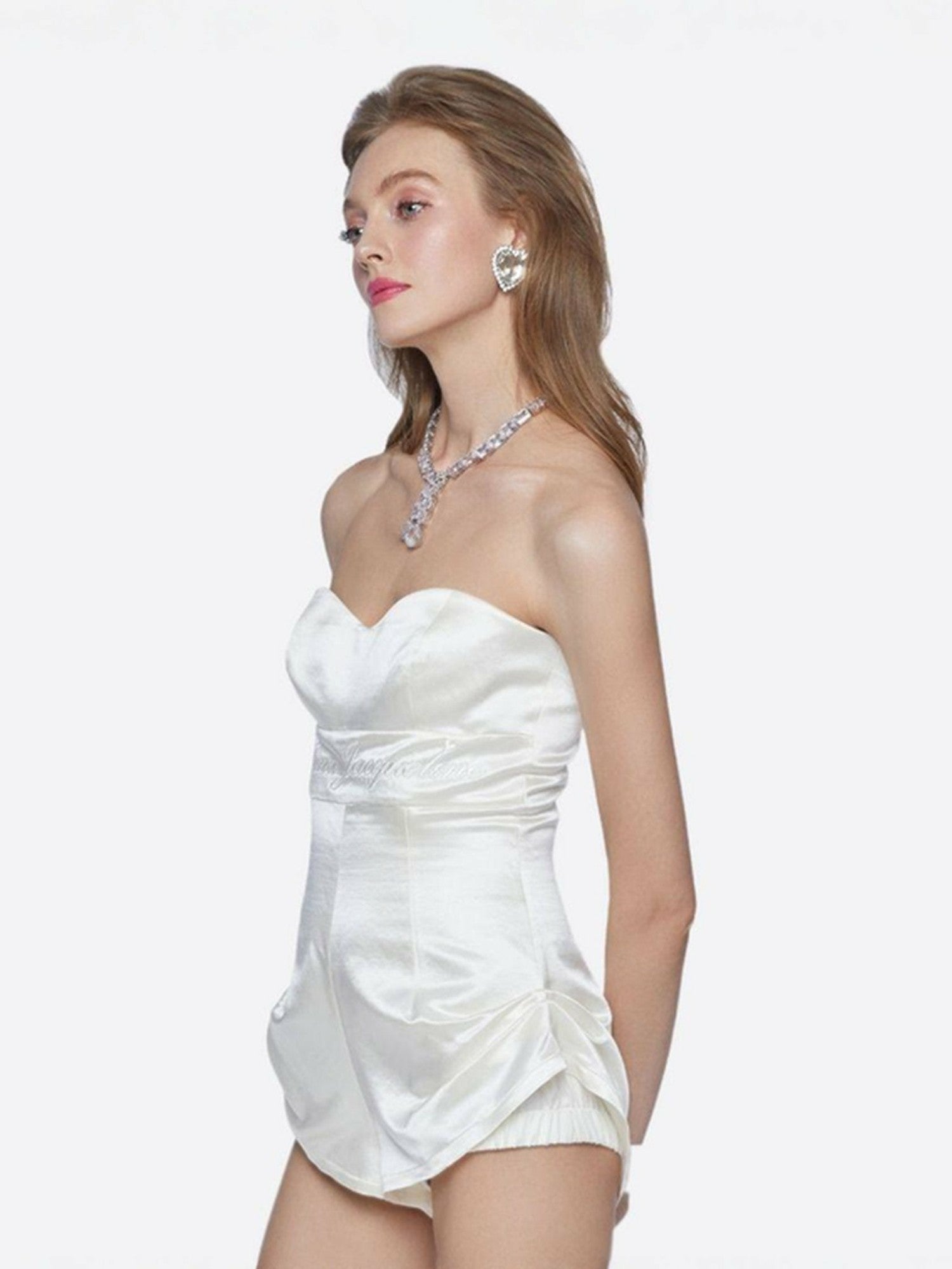 Nana Jacqueline Clara Drop Choker Necklace: Silver Choker for Wedding After-Party White
