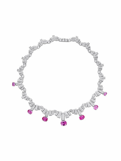 Nana Jacqueline Keira Necklace: Pink Necklace for Cocktail Party Pink