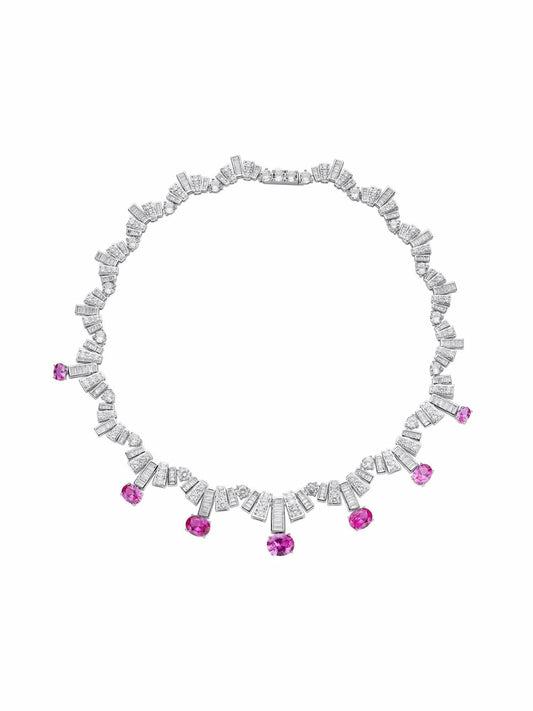 Nana Jacqueline Keira Necklace: Pink Necklace for Cocktail Party Pink