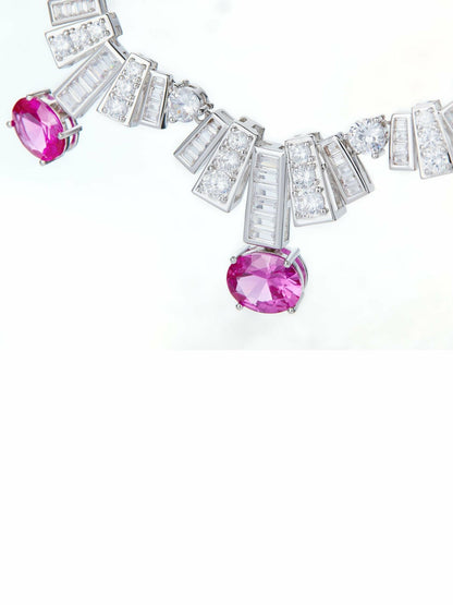 Nana Jacqueline Keira Necklace: Pink Necklace for Cocktail Party Pink
