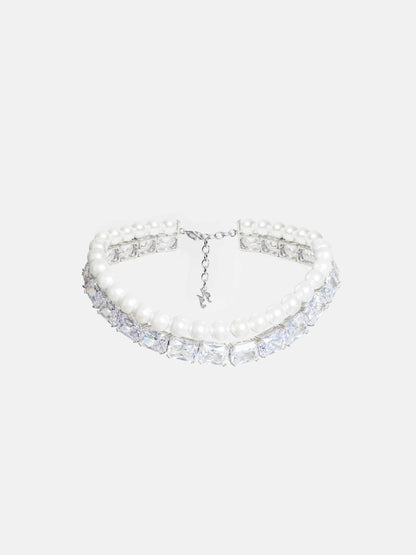 Nana Jacqueline Gracey Pearl Crystal Choker Necklace: White Choker for Bridal Shower White