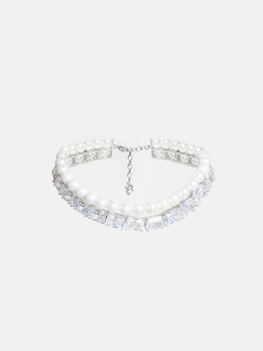 Nana Jacqueline Gracey Pearl Crystal Choker Necklace: White Choker for Bridal Shower White