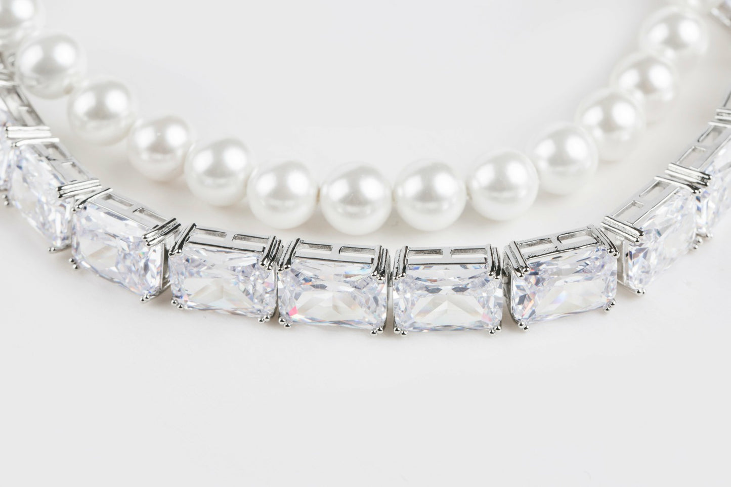 Nana Jacqueline Gracey Pearl Crystal Choker Necklace: White Choker for Bridal Shower White