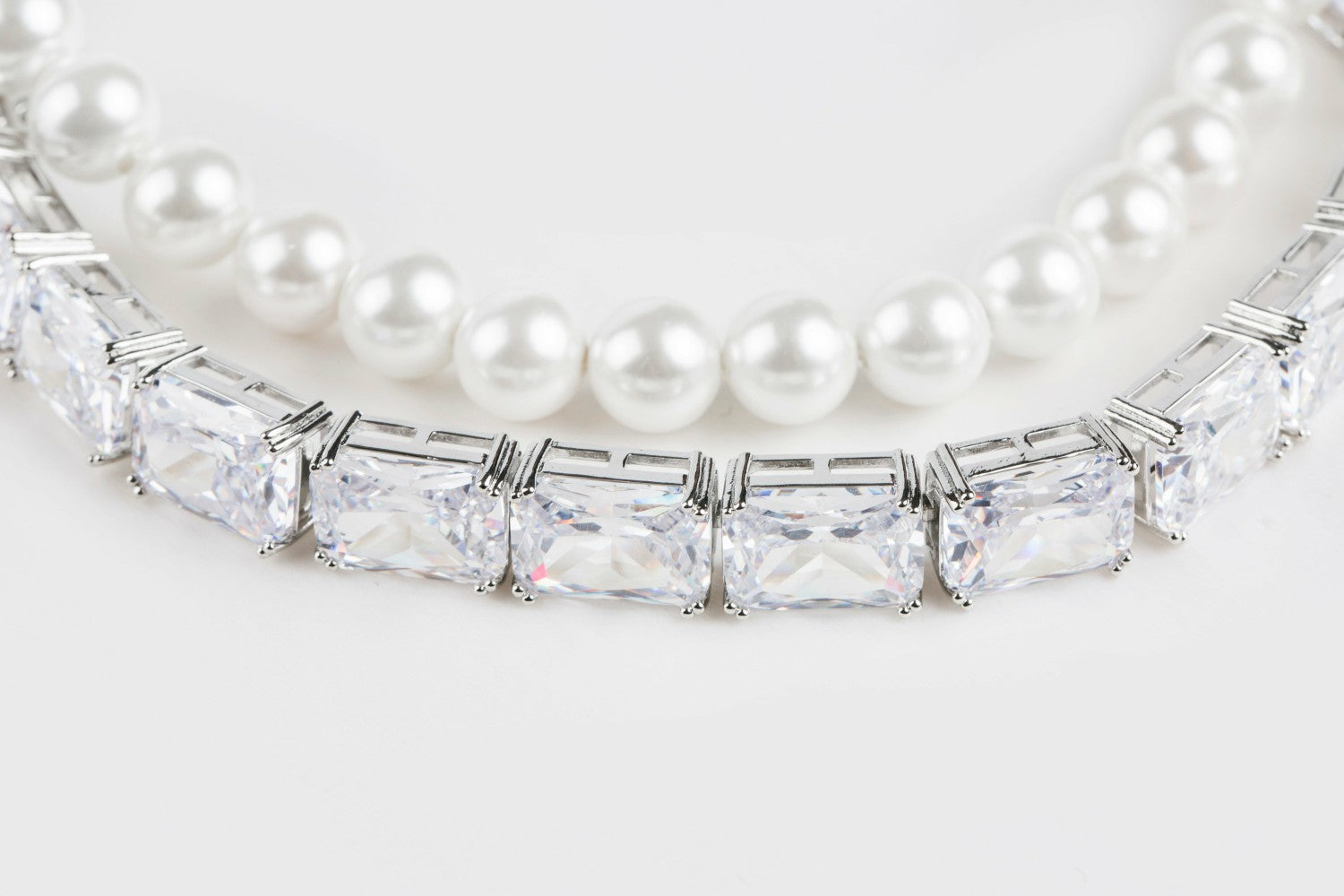Nana Jacqueline Gracey Pearl Crystal Choker Necklace: White Choker for Bridal Shower White