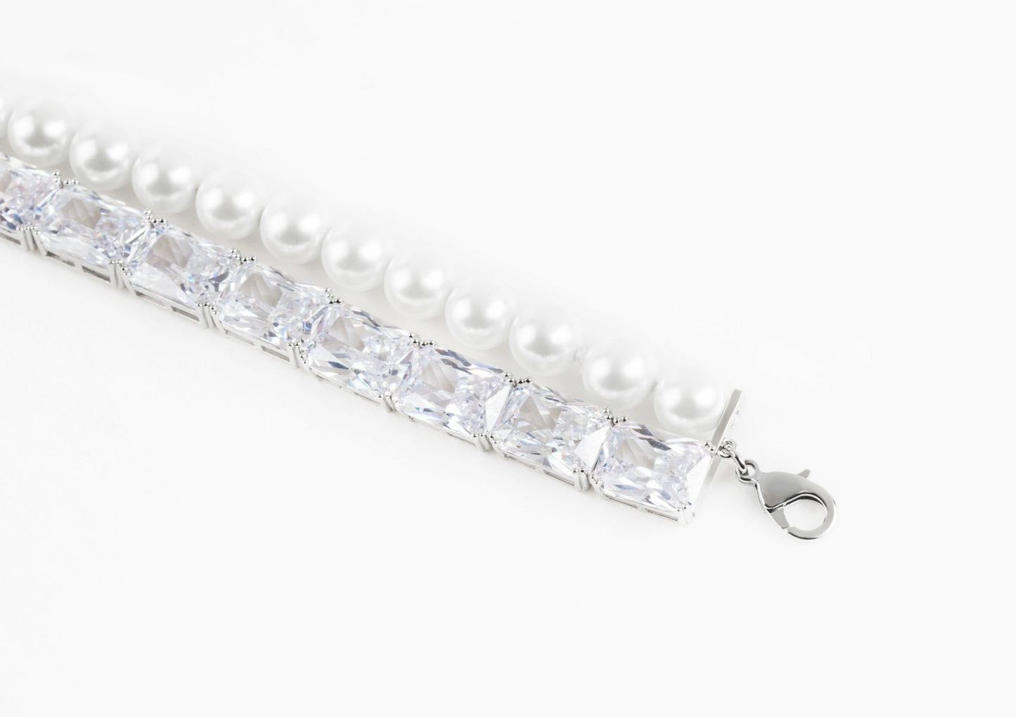 Nana Jacqueline Gracey Pearl Crystal Choker Necklace: White Choker for Bridal Shower White