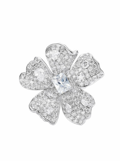 Nana Jacqueline Lyra Floral Crystal White Ring White