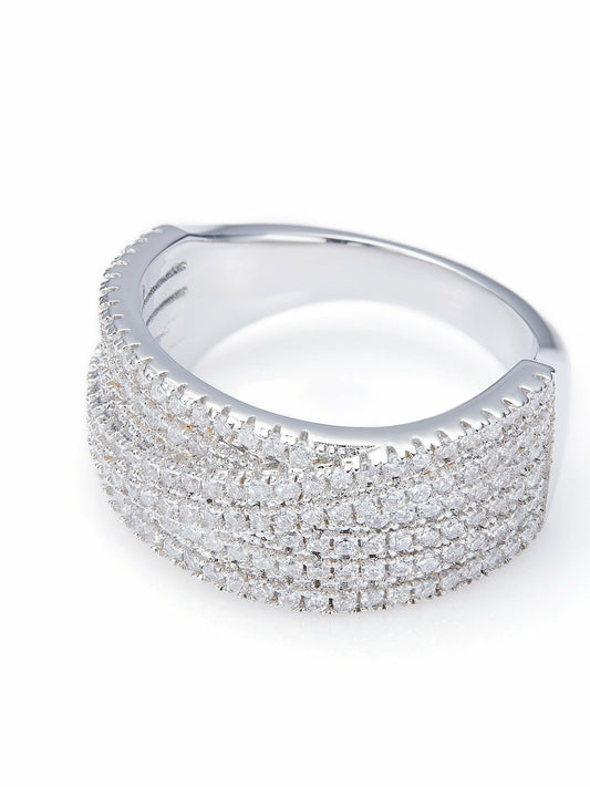 Nana Jacqueline Ivelle Pave Wide White Ring White