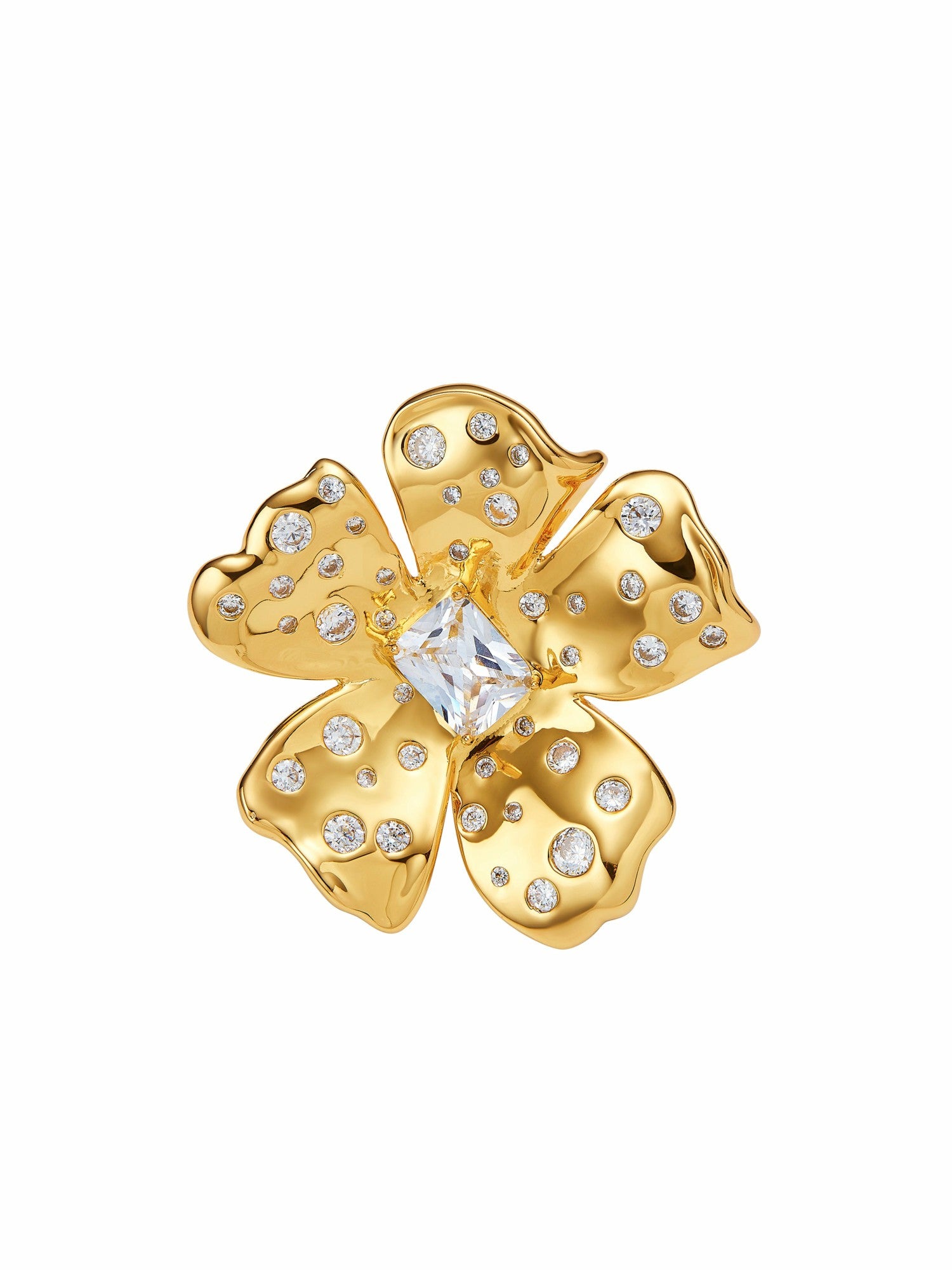 Nana Jacqueline Talluah Floral Crystal Gold Ring Gold