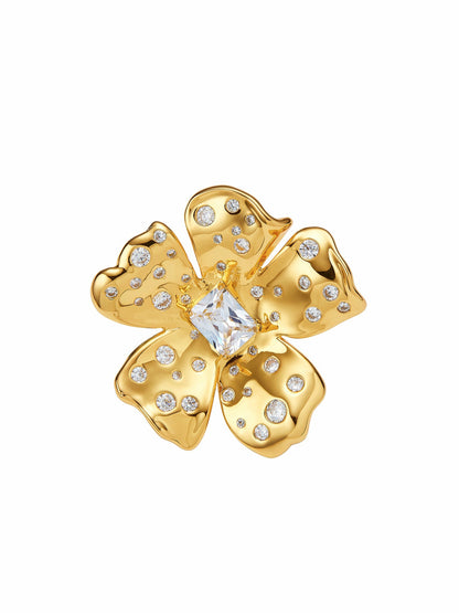 Nana Jacqueline Talluah Floral Crystal Gold Ring Gold