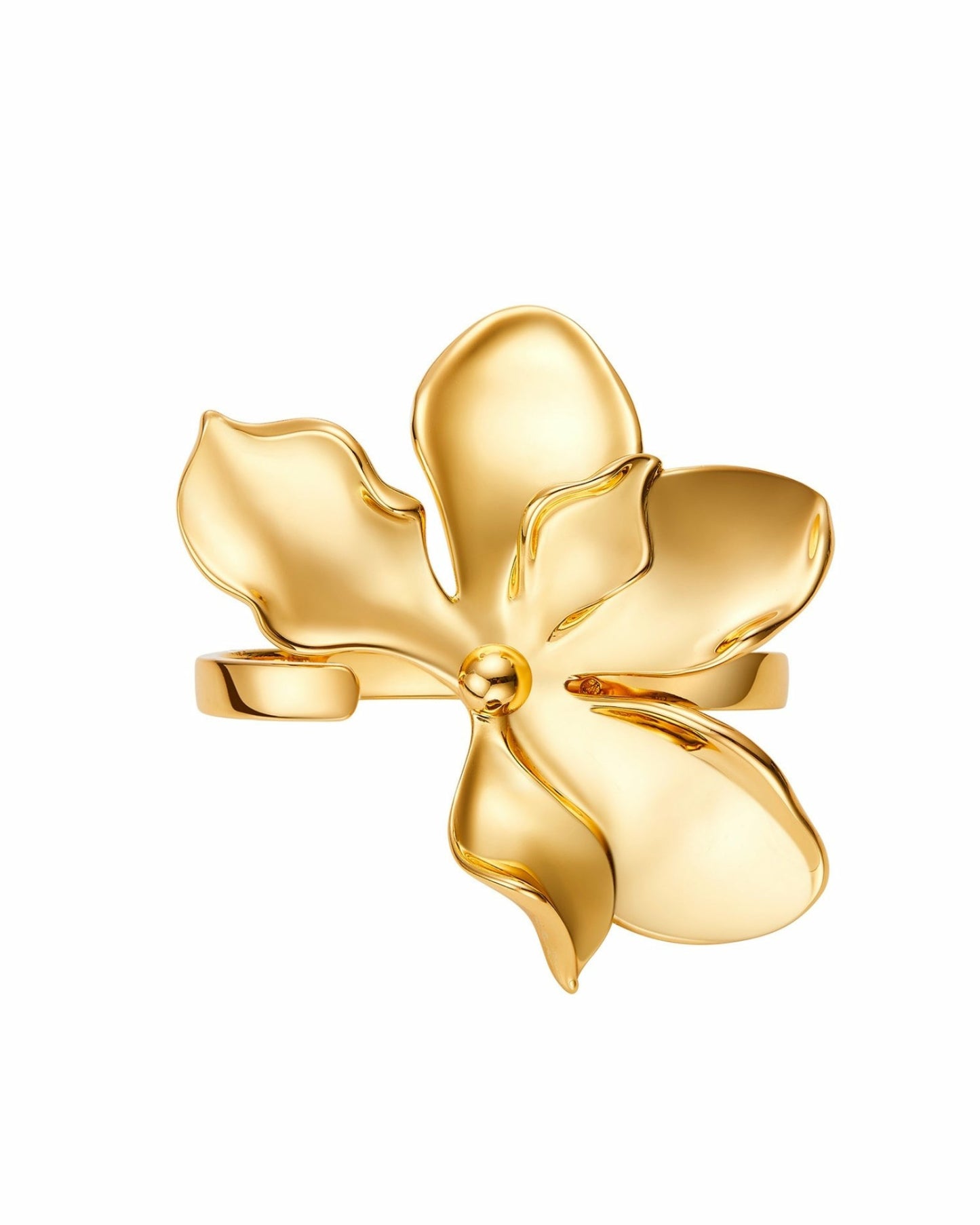 Nana Jacqueline Marlene Ring: Gold Flower Ring for Cocktail Party Gold