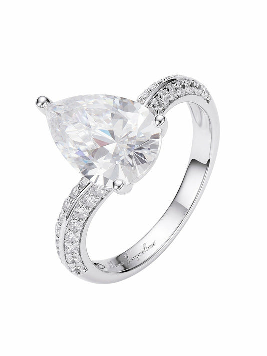 Nana Jacqueline Daniela Pear-Cut Pavé Crystal Ring White