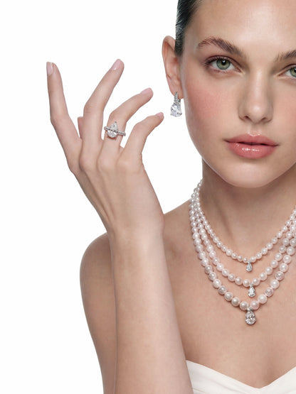 Nana Jacqueline Daniela Pear-Cut Pavé Crystal Ring White