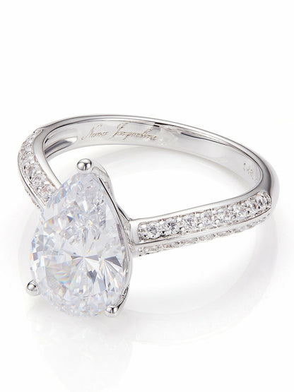 Nana Jacqueline Daniela Pear-Cut Pavé Crystal Ring White