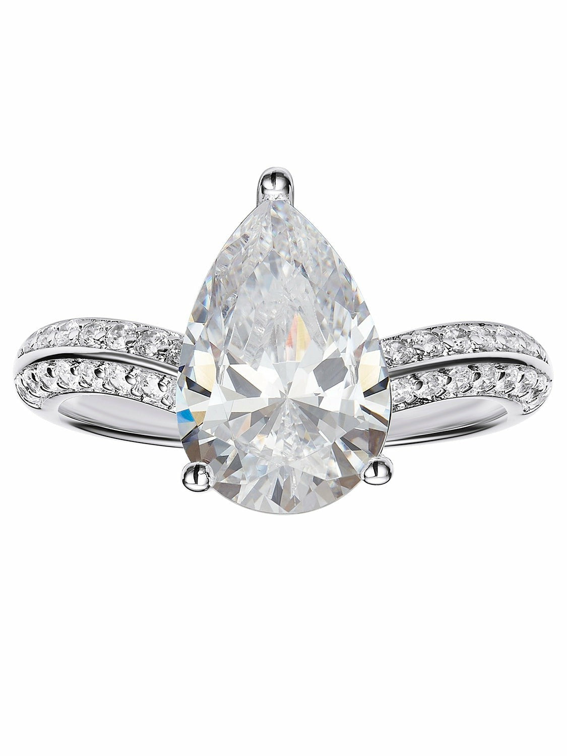 Nana Jacqueline Daniela Pear-Cut Pavé Crystal Ring White