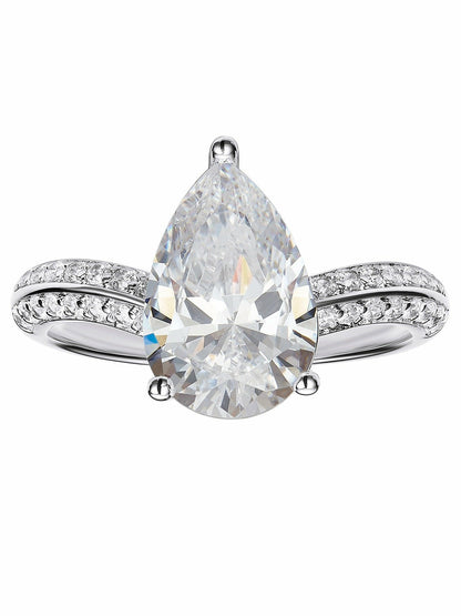 Nana Jacqueline Daniela Pear-Cut Pavé Crystal Ring White