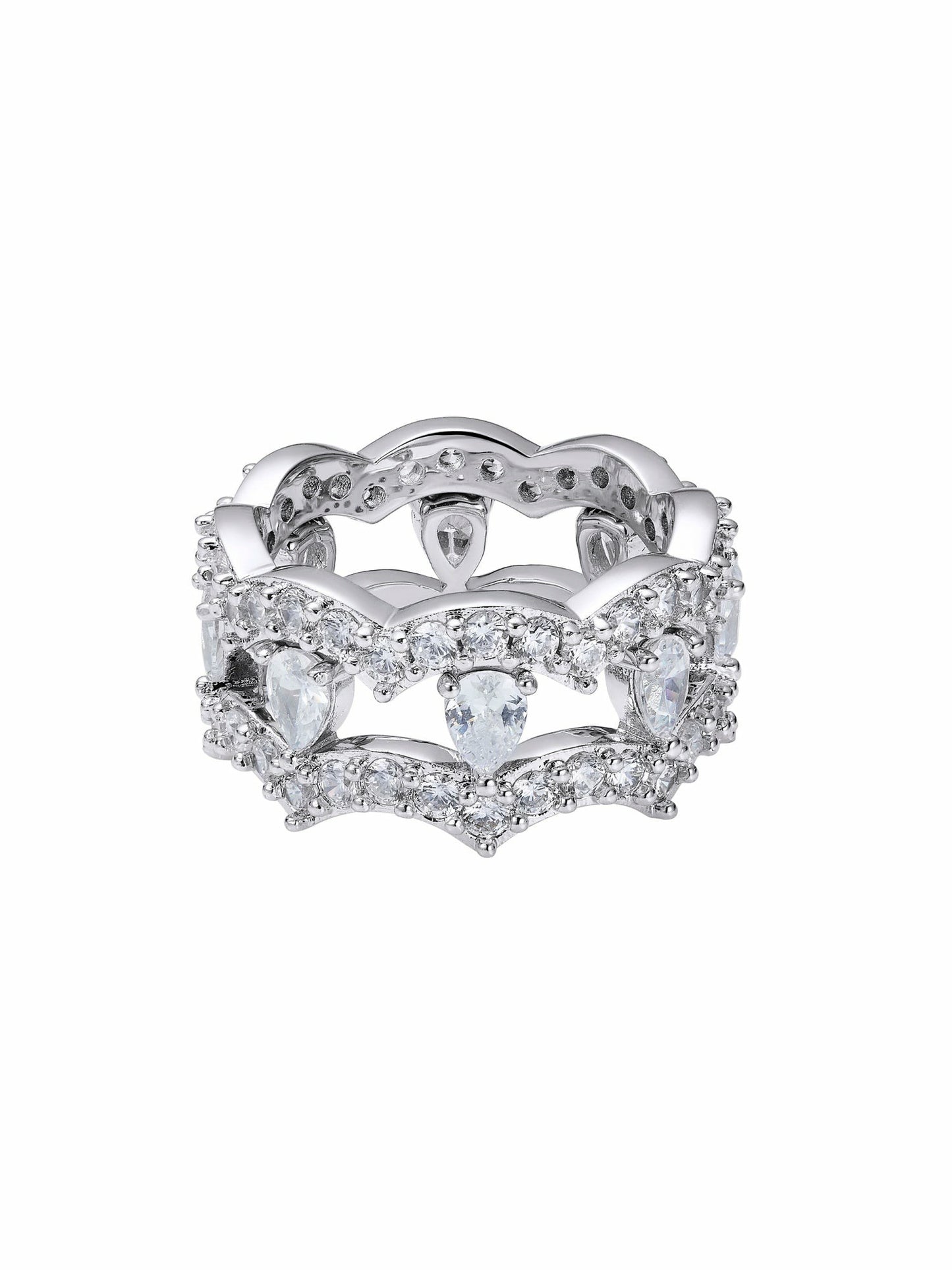 Nana Jacqueline Yvette Stackable Pear-Cut Crystal Ring Set White