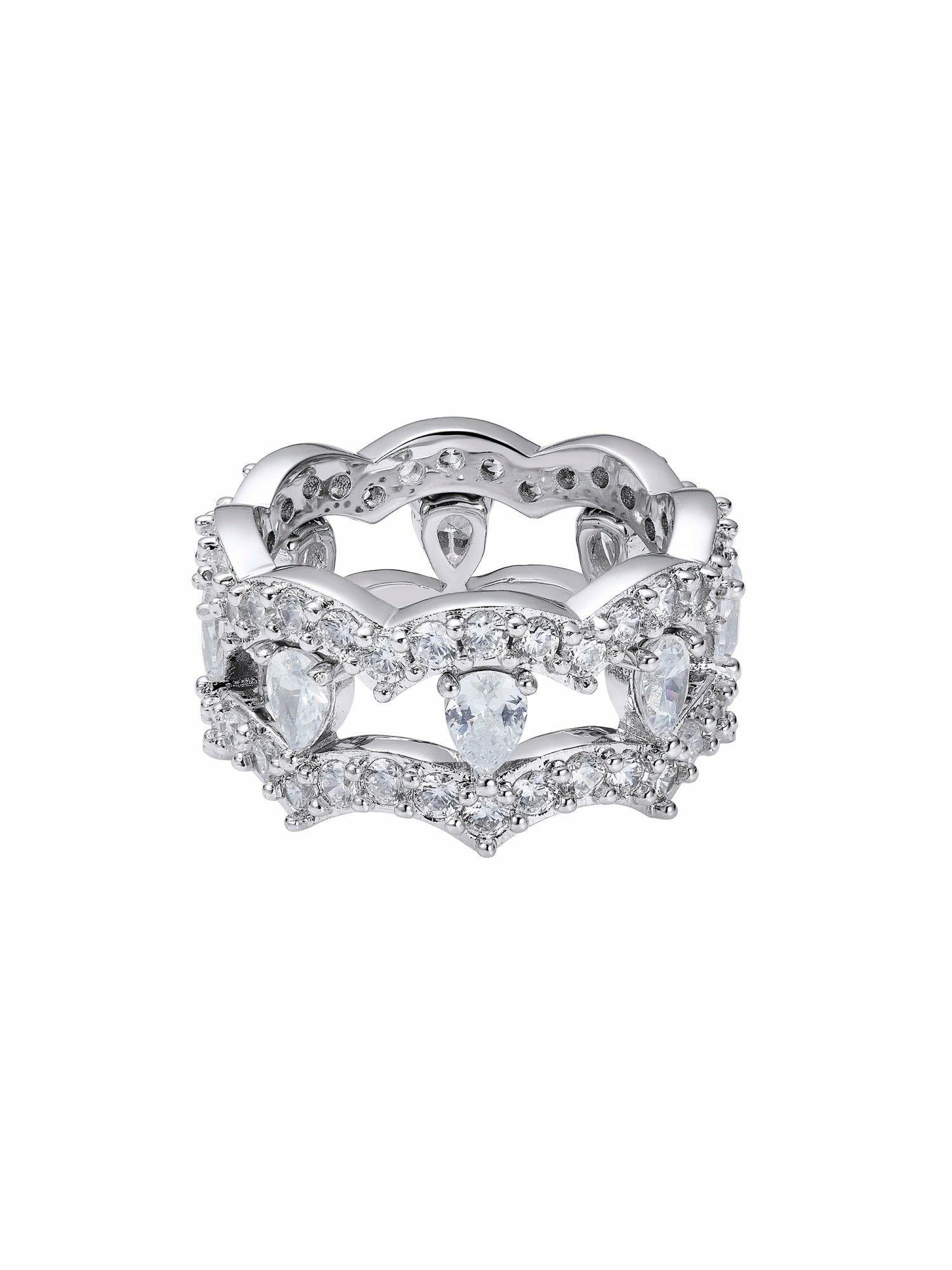 Nana Jacqueline Yvette Stackable Pear-Cut Crystal Ring Set White