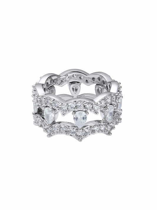 Nana Jacqueline Yvette Stackable Pear-Cut Crystal Ring Set White