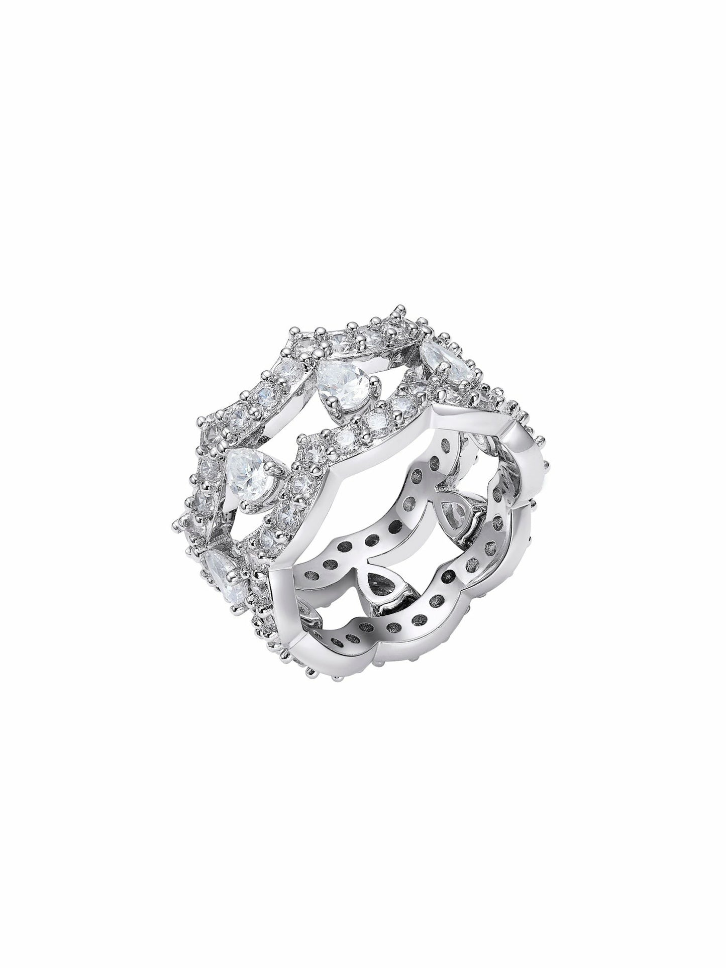 Nana Jacqueline Yvette Stackable Pear-Cut Crystal Ring Set White