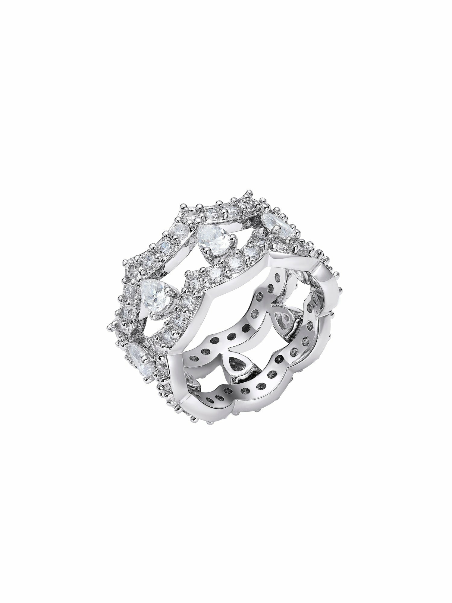 Nana Jacqueline Yvette Stackable Pear-Cut Crystal Ring Set White