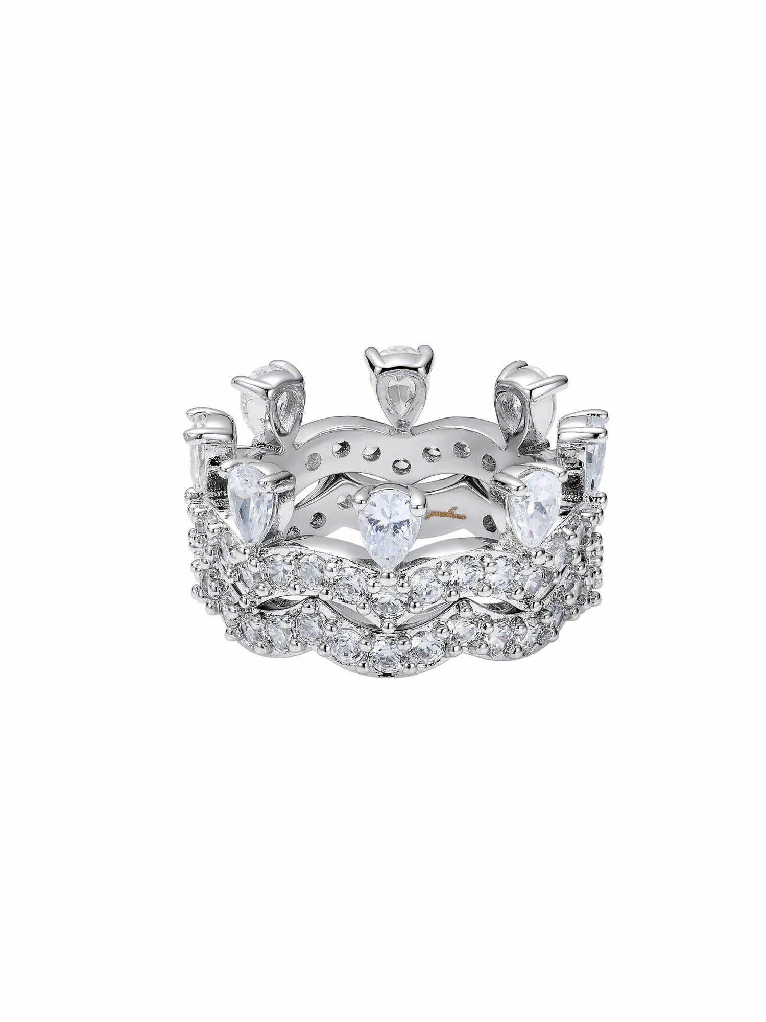 Nana Jacqueline Yvette Stackable Pear-Cut Crystal Ring Set White