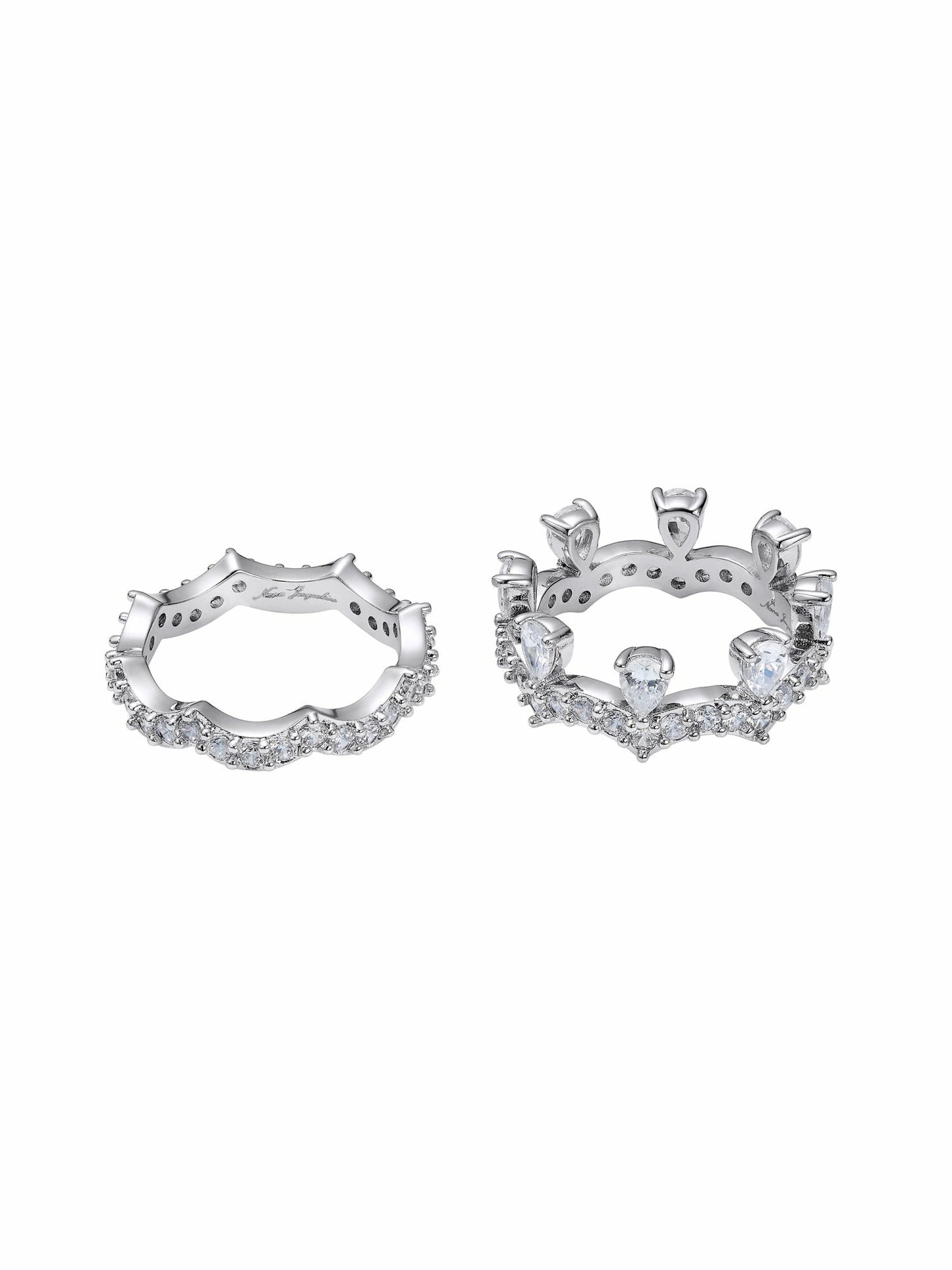 Nana Jacqueline Yvette Stackable Pear-Cut Crystal Ring Set White