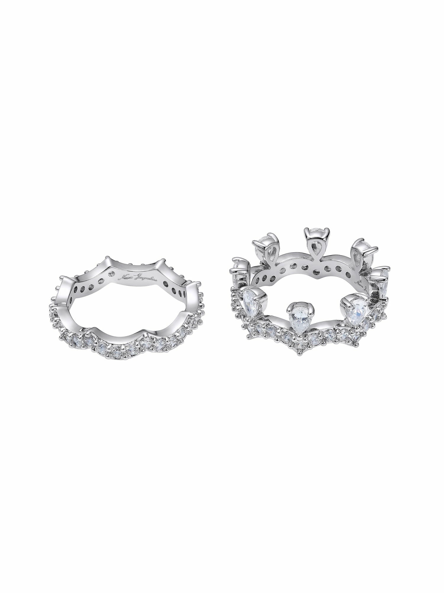 Nana Jacqueline Yvette Stackable Pear-Cut Crystal Ring Set White