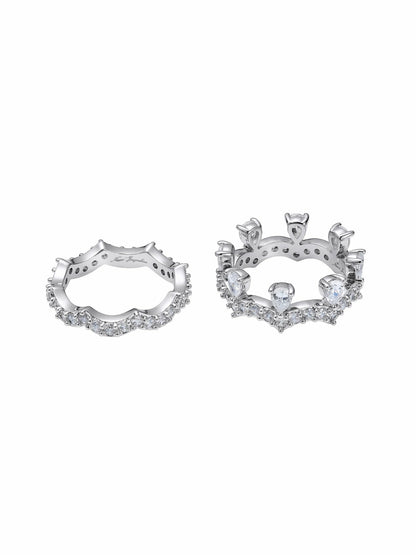 Nana Jacqueline Yvette Stackable Pear-Cut Crystal Ring Set White