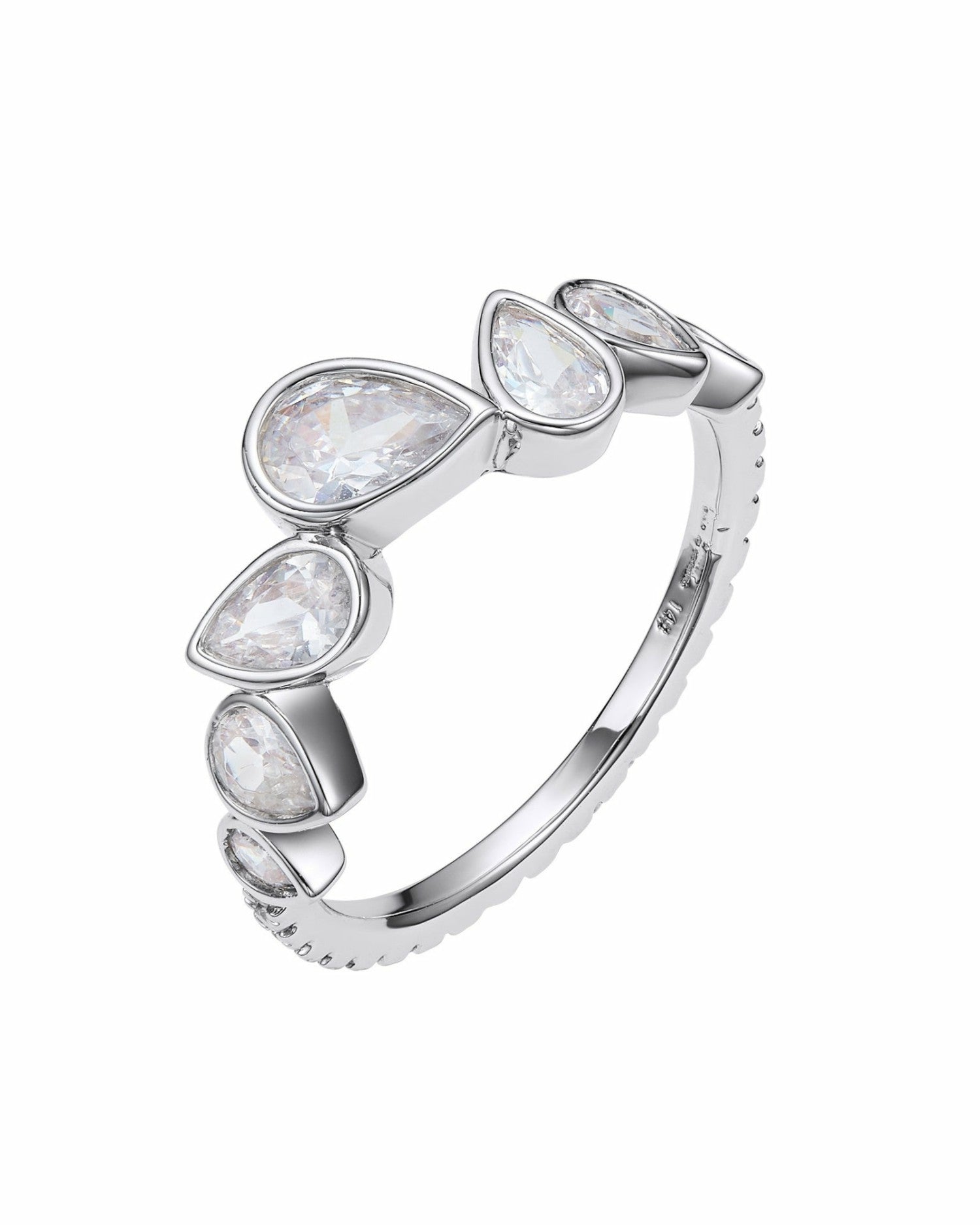 Nana Jacqueline Mirabelle Teardrop Ring: Silver Ring for Cocktail Party Silver