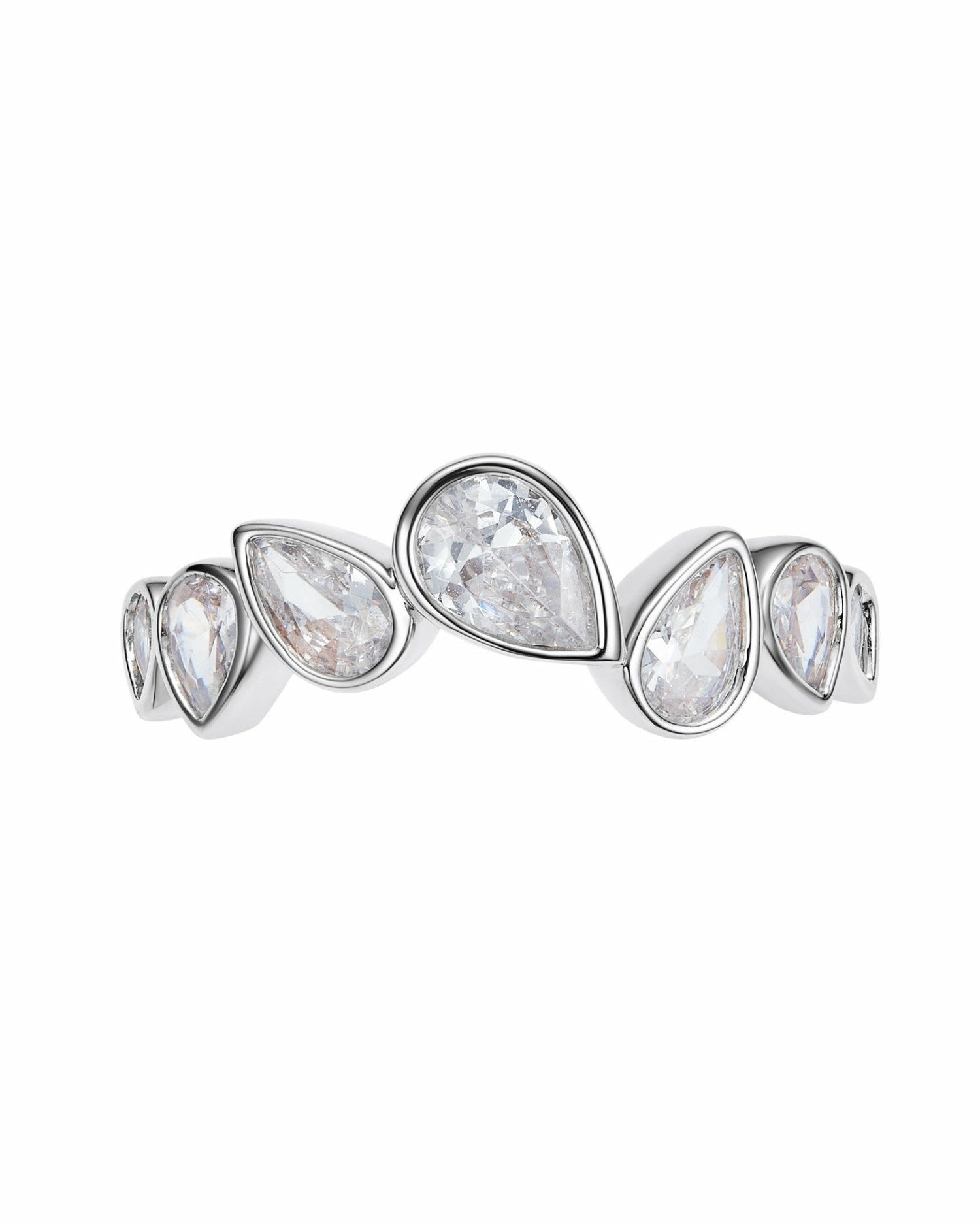 Nana Jacqueline Mirabelle Teardrop Ring: Silver Ring for Cocktail Party Silver