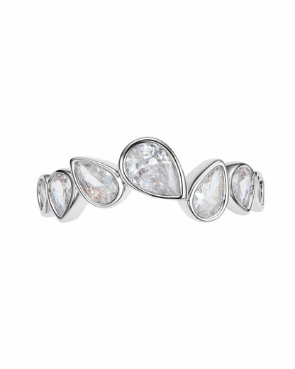 Nana Jacqueline Mirabelle Teardrop Ring: Silver Ring for Cocktail Party Silver