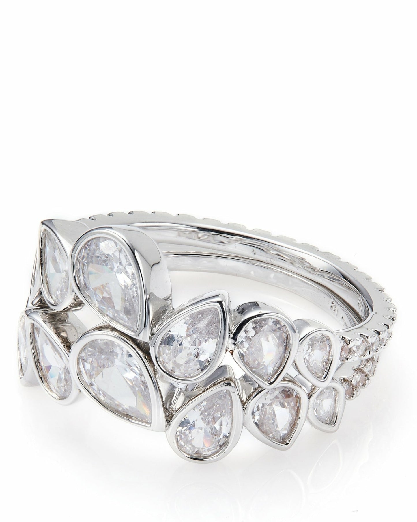 Nana Jacqueline Mirabelle Teardrop Ring: Silver Ring for Cocktail Party Silver