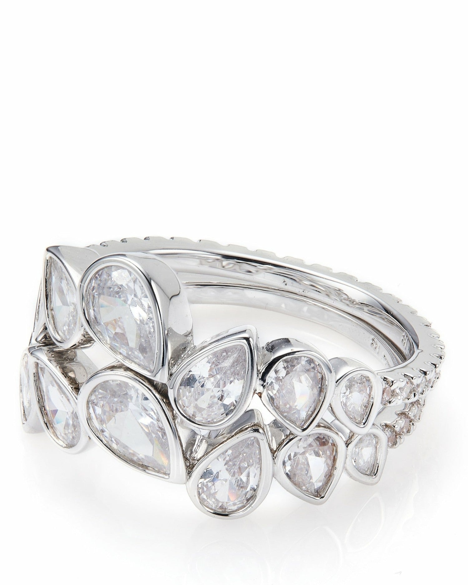 Nana Jacqueline Mirabelle Teardrop Ring: Silver Ring for Cocktail Party Silver