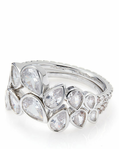 Nana Jacqueline Mirabelle Teardrop Ring: Silver Ring for Cocktail Party Silver