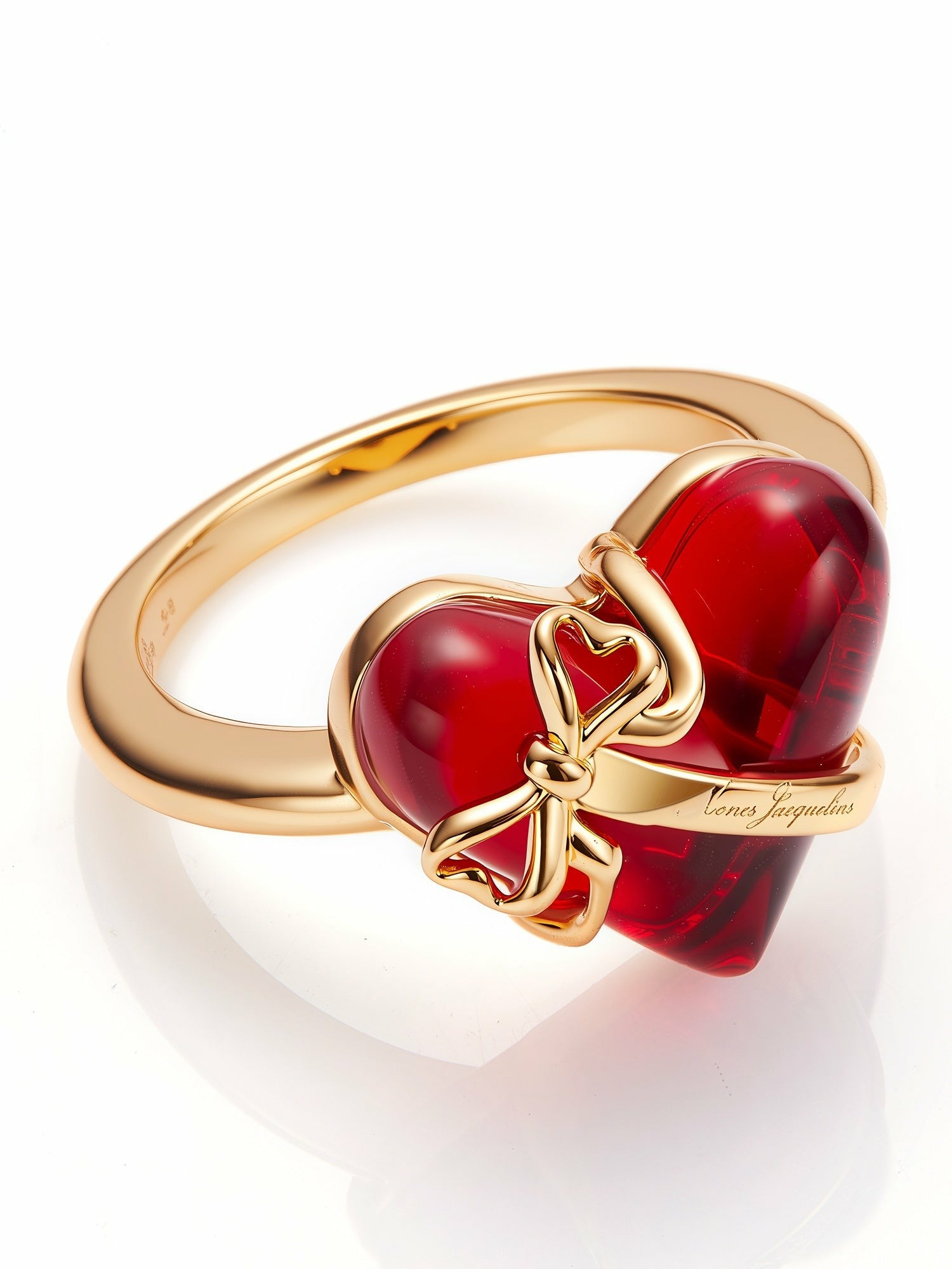 Nana Jacqueline Eléa Bow-Ribbon Heart Red Ring: Red Ring for Date Night Red