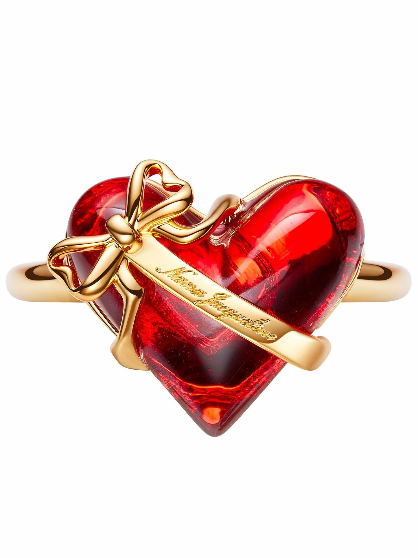 Nana Jacqueline Eléa Bow-Ribbon Heart Red Ring: Red Ring for Date Night Red