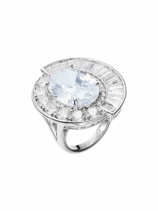 Nana Jacqueline Audrina Ring: Silver Ring for Cocktail Party White