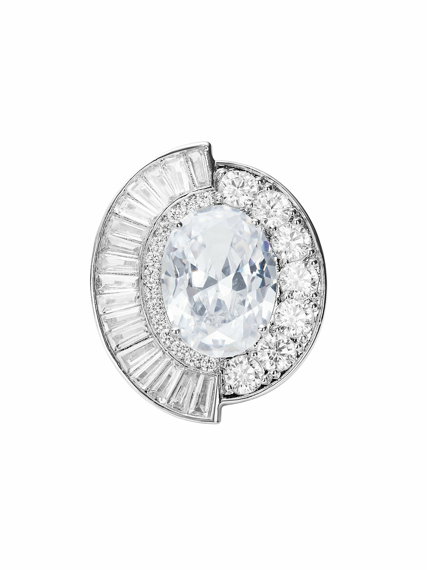 Nana Jacqueline Audrina Ring: Silver Ring for Cocktail Party White