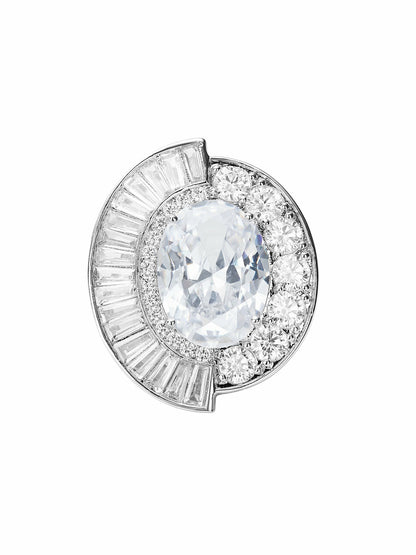 Nana Jacqueline Audrina Ring: Silver Ring for Cocktail Party White