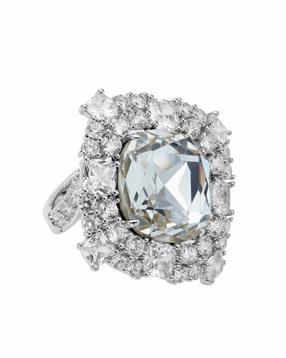 Nana Jacqueline Zephina Ring: Silver Ring for Cocktail Party Silver