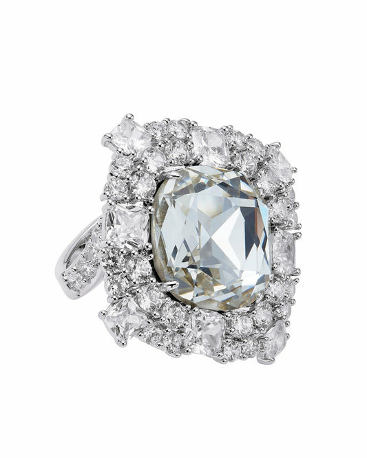Nana Jacqueline Zephina Ring: Silver Ring for Cocktail Party Silver